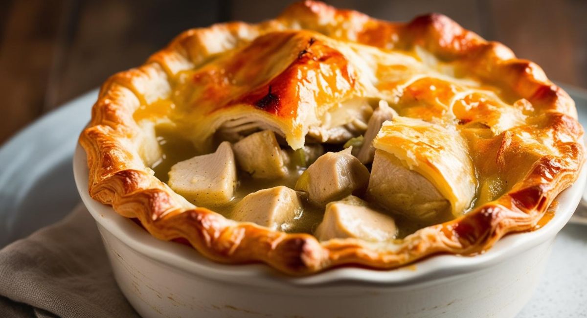 Warm and flaky homemade chicken pot pie — a perfect family dinner with creamy filling and crispy crust.